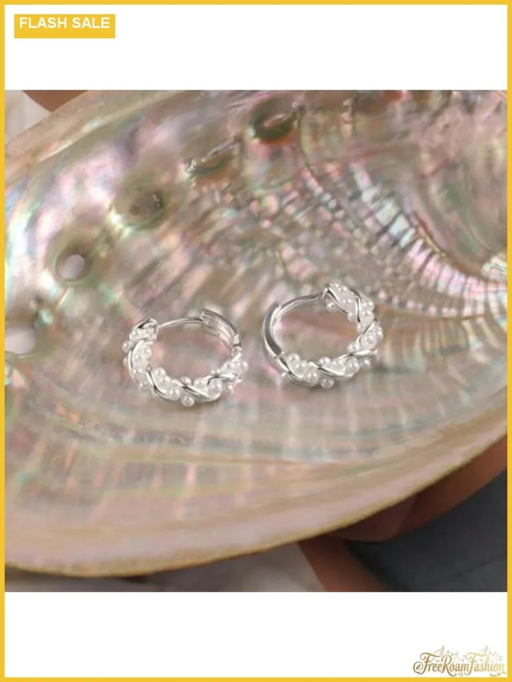 16mm Pearl Hoop Earrings for Women, Silver Plated, Hypoallergenic, Dainty